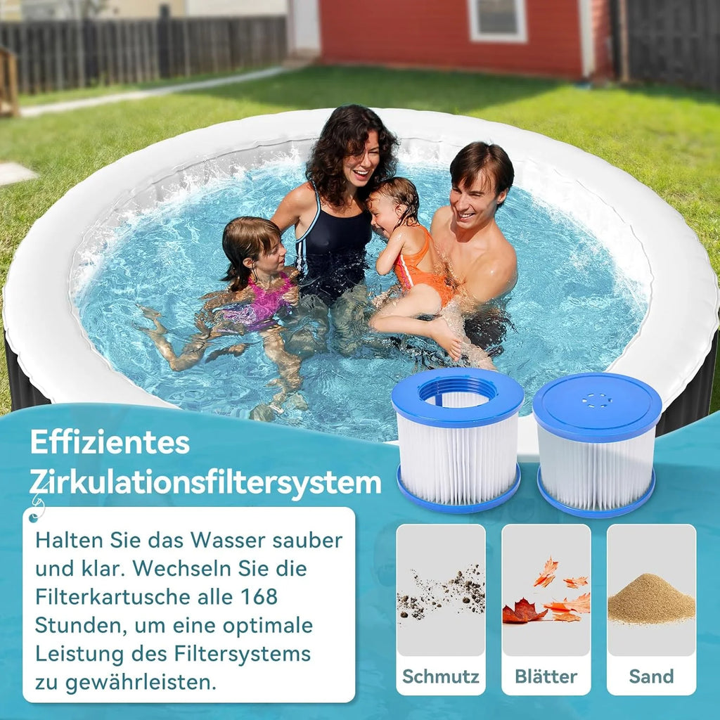 Banhira de Hidromassagem Inflável para 4 Pessoas, 2400 W, Interno/Externo, Piscina de Spa de Inverno, com 120 Jatos de Ar, Proteção Contra Congelamento, 799 Litros, À Prova de Vazamento, Economia de Energia