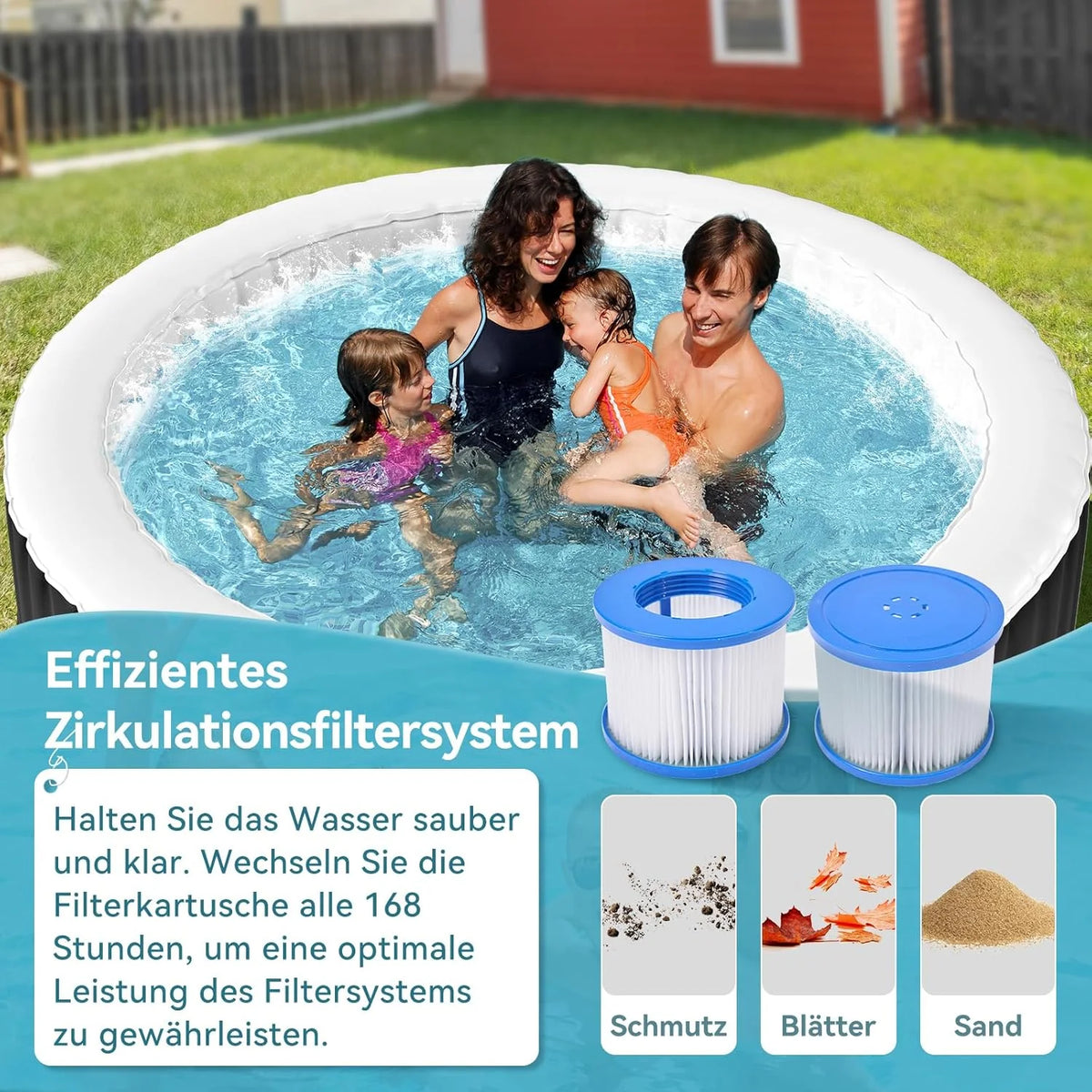 Banhira de Hidromassagem Inflável para 4 Pessoas, 2400 W, Interno/Externo, Piscina de Spa de Inverno, com 120 Jatos de Ar, Proteção Contra Congelamento, 799 Litros, À Prova de Vazamento, Economia de Energia