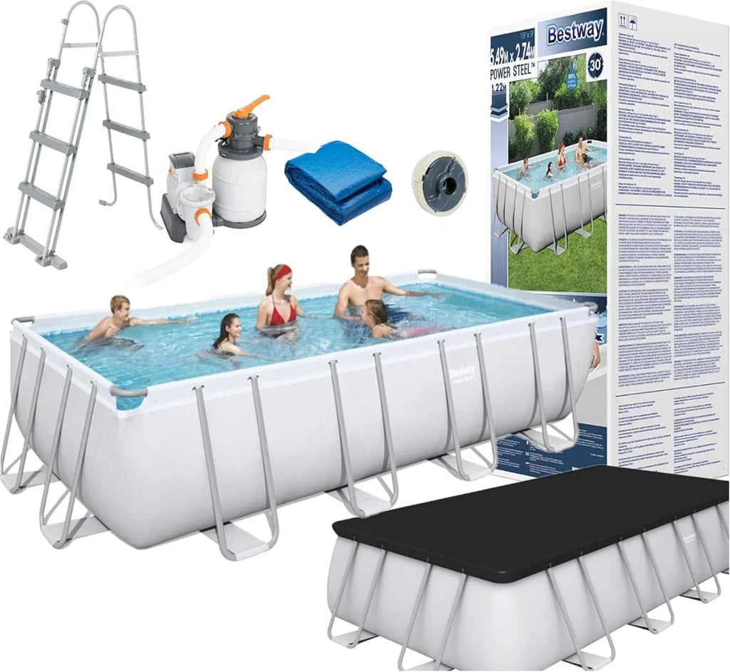 BESTWAY 56466 - Piscina Desmontável Tubular Power Steel 549x274x122 cm com Filtro de Areia de 5.678 litros/hora