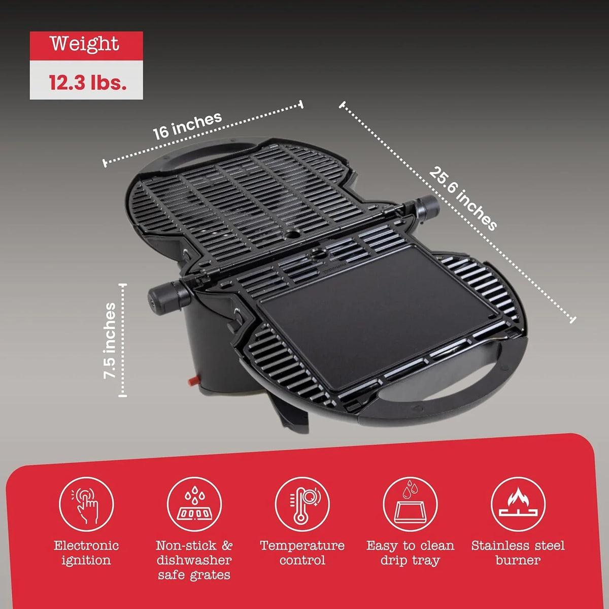 NOMADIQ Grelhador portátil a gás propano | Churrasqueira de mesa pequena e leve | Perfeita para acampamento, tailgating, cozinha ao ar livre, trailer, barcos, viagens (grelhador)