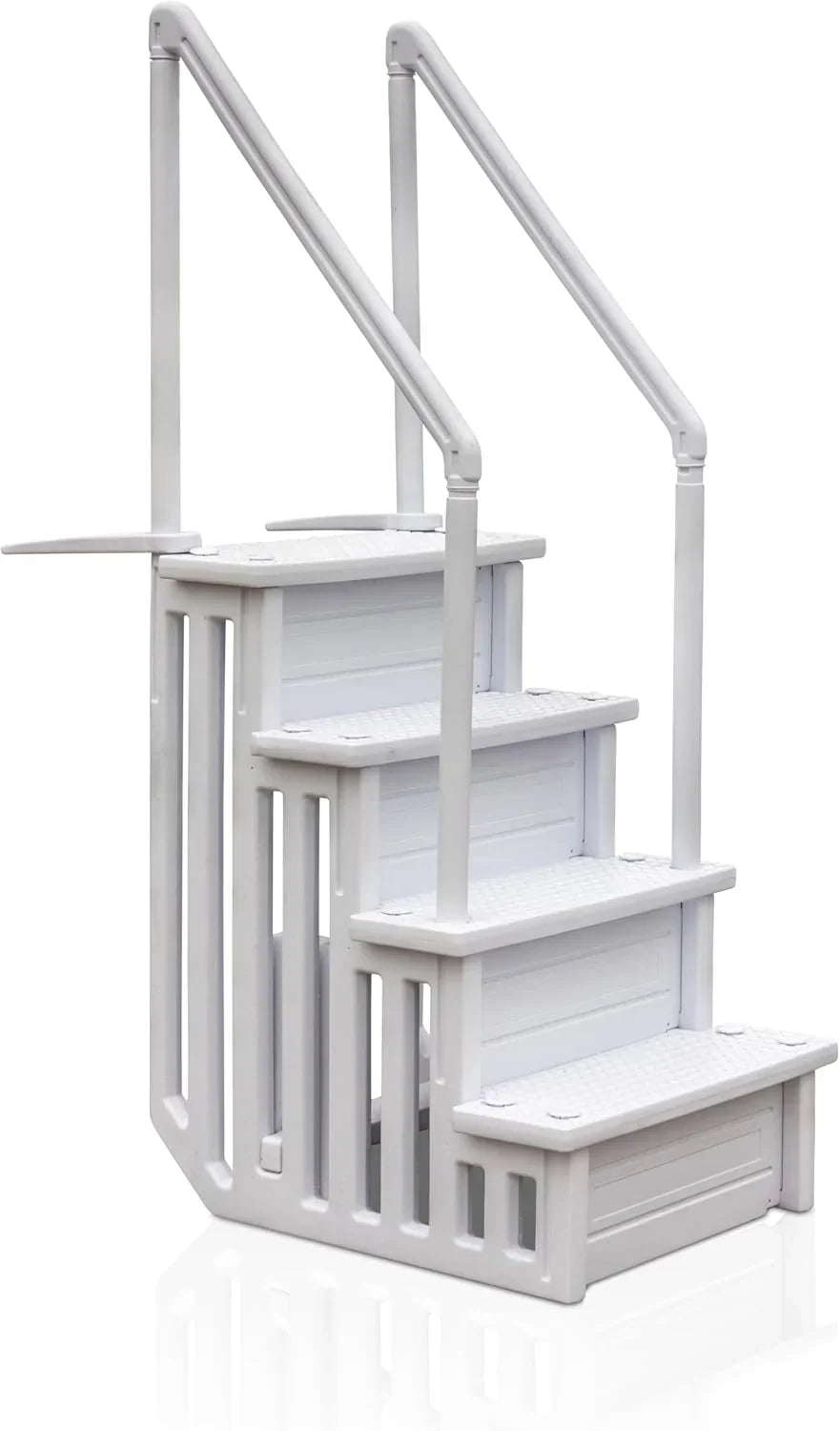 Gre EPE30 – Escada para Piscina Antiderrapante, Escada de Segurança de 4 Degraus, Sintética, Branca, 80 x 92 x 206 cm