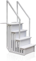 Gre EPE30 – Escada para Piscina Antiderrapante, Escada de Segurança de 4 Degraus, Sintética, Branca, 80 x 92 x 206 cm