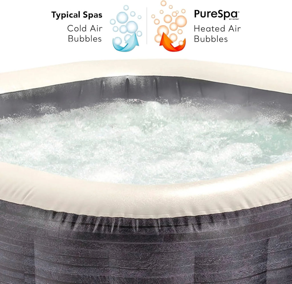 Intex Spa inflável quadrado Greystone Deluxe 4 pessoas, 175x175x71 cm, Aquecedor 2.200 W, Bolhas de ar quente, Clorador salino, Bomba filtrante com filtro S2 (1.741 l/h), Acessórios incluídos (55093)