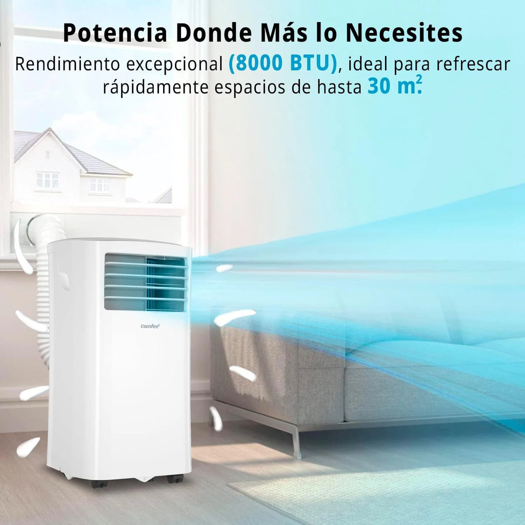COMFEE Pingüino Ar Condicionado Portátil 8000 BTU / 2000 Frigorias – Climatizador sem unidade exterior – Resfriador Silencioso Baixo Consumo com Kit de Janela | 3x1 Refrigera, Ventila e Desumidifica