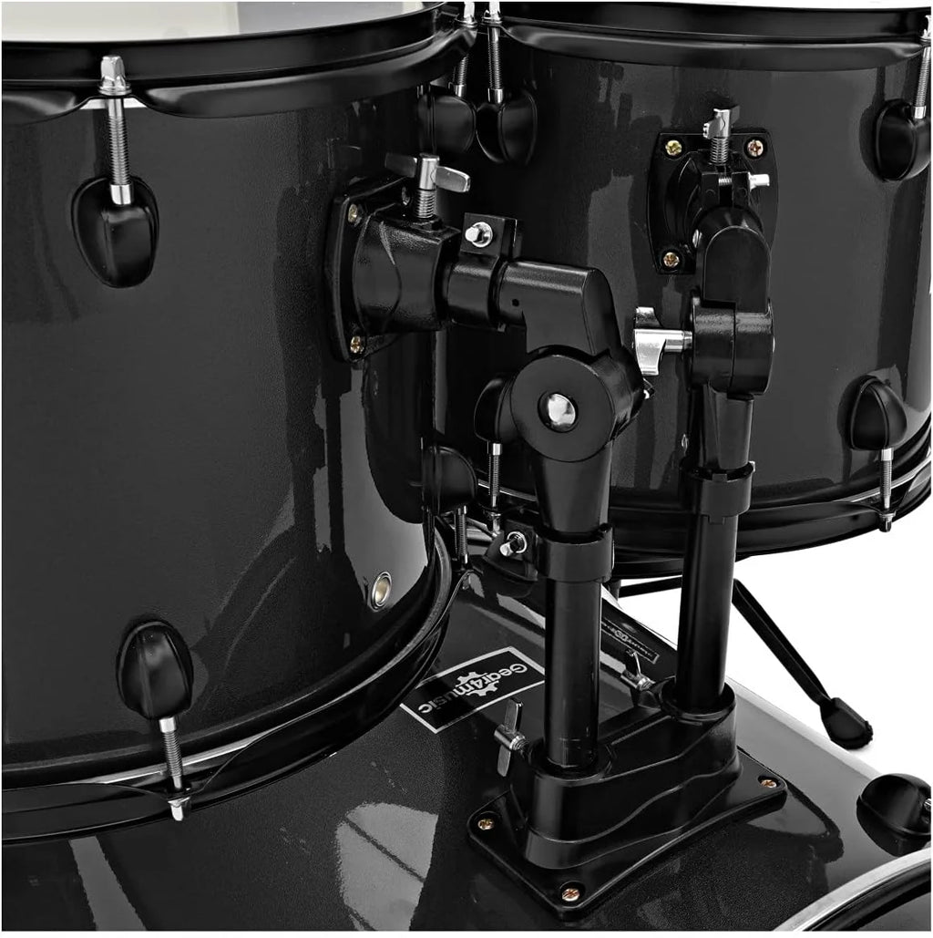 Gear4music BDK-1 Kit de Bateria Compacta Completa para Iniciantes - Bateria Acústica de 5 Peças, Pratos, Pedal de Bumbo, Banco e Baquetas - Preto