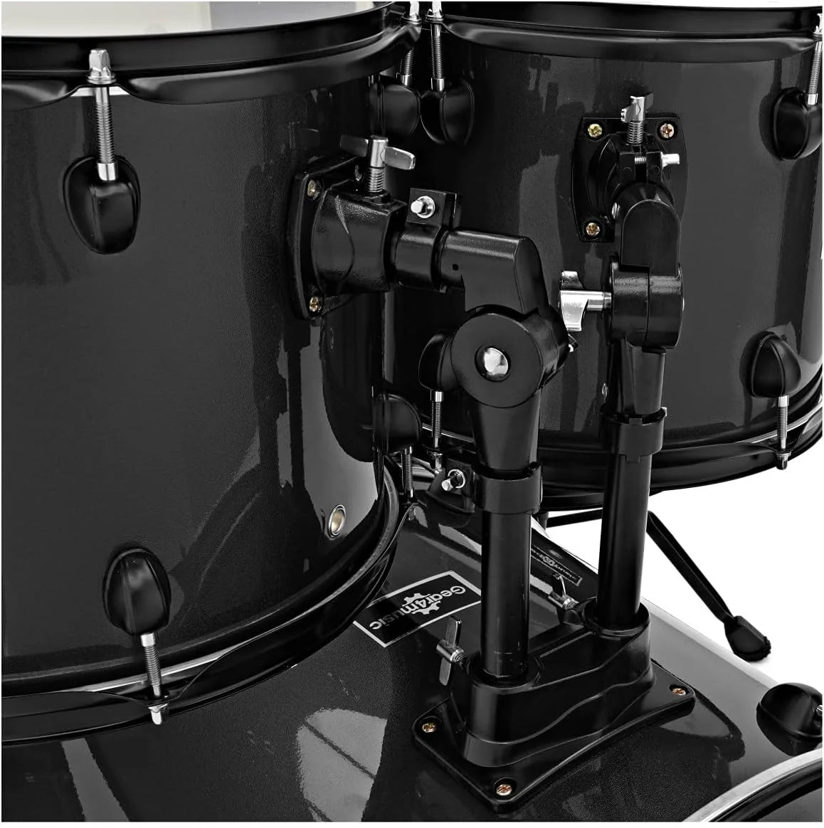 Gear4music BDK-1 Kit de Bateria Compacta Completa para Iniciantes - Bateria Acústica de 5 Peças, Pratos, Pedal de Bumbo, Banco e Baquetas - Preto