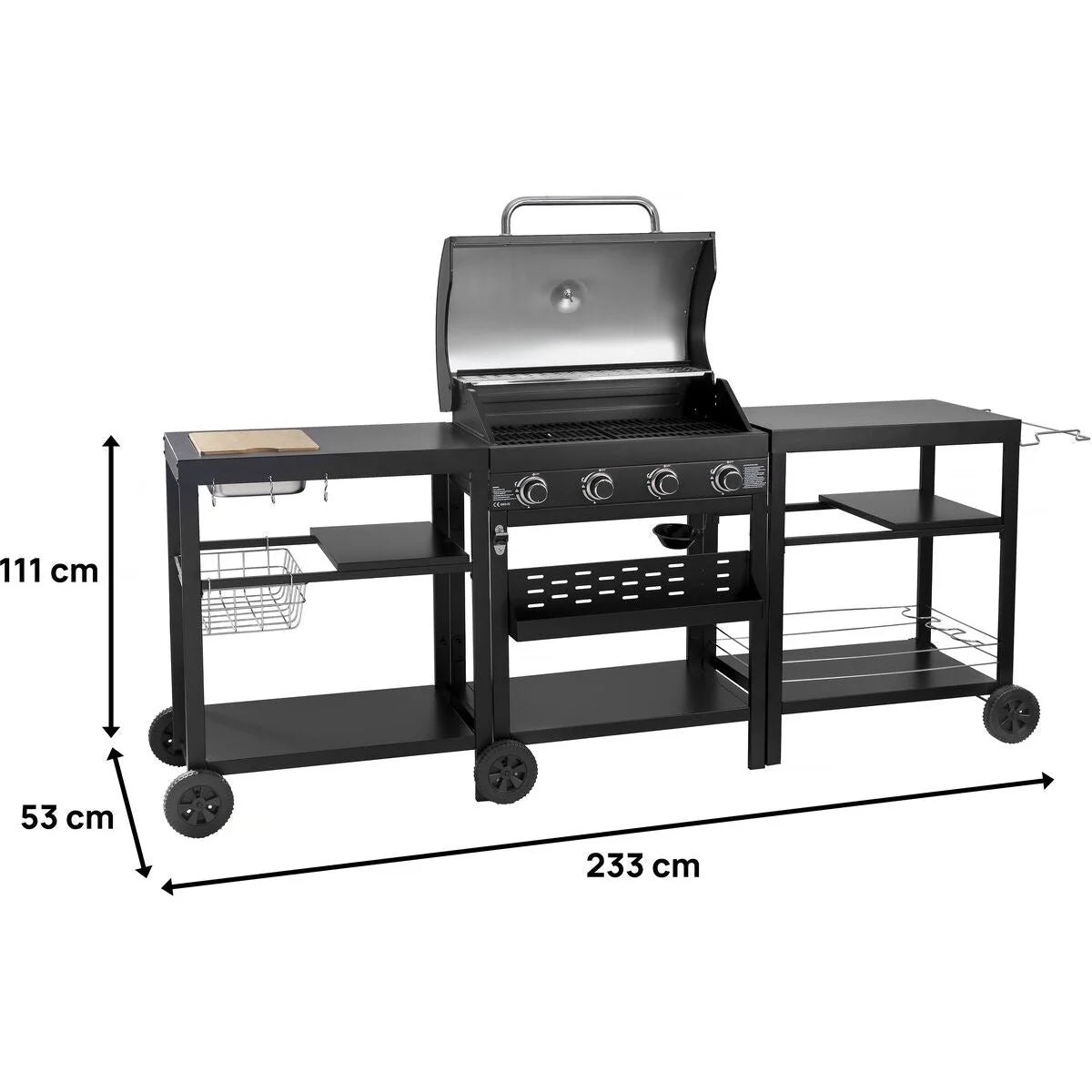 Churrasqueira a Gás para Cozinha Externa - 12 Kw - 4 Queimadores - Preta