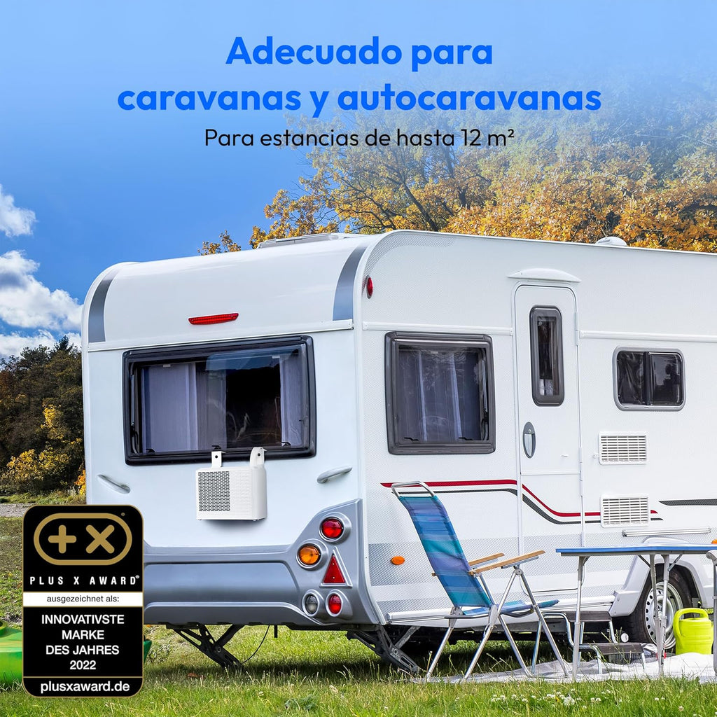 MEDION Smart Split Ar Condicionado para Caravana P502 (5000 BTU, 3 em 1, Arrefecimento, Desumidificação, Ventoinha, até 12 m², ideal para caravanas, autocaravanas, Modo Noturno, WiFi, App, MD 37735)