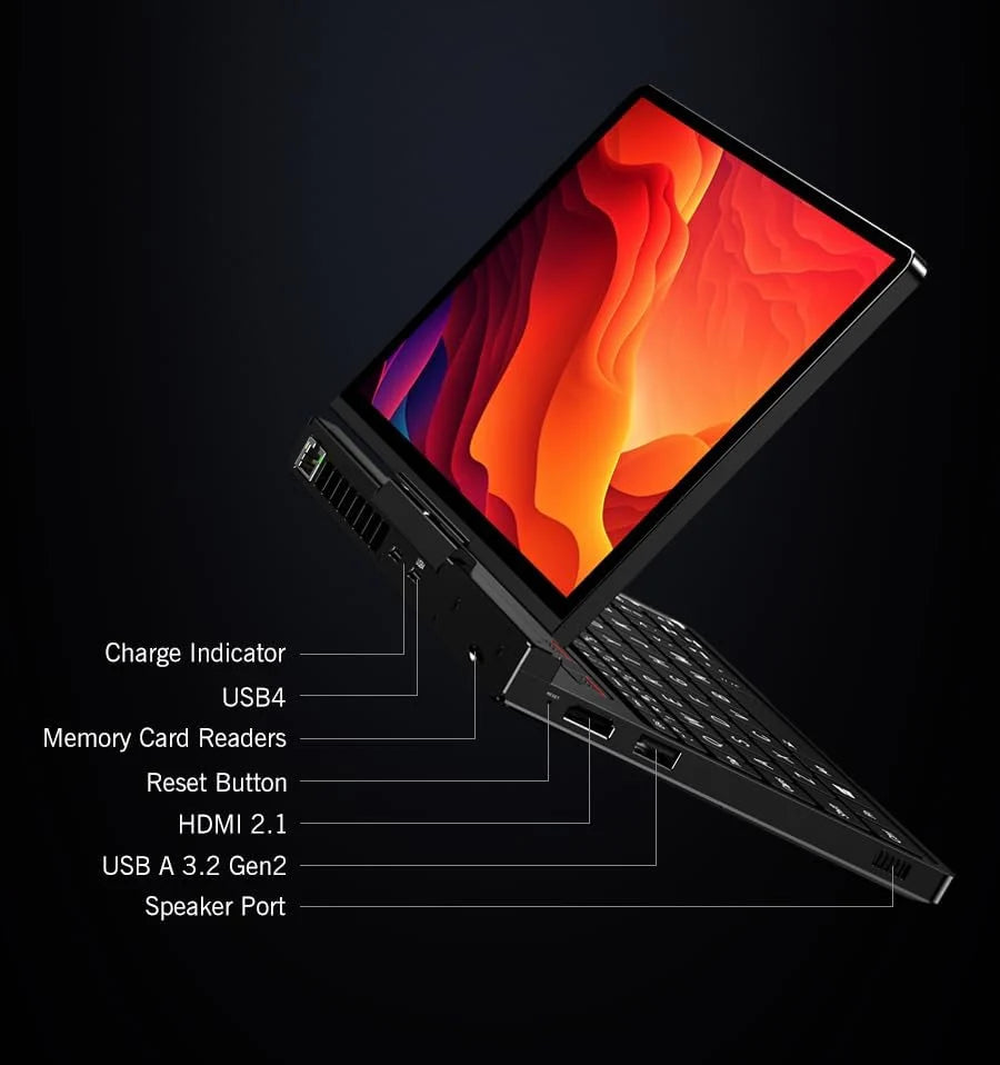 GPD Pocket 4 (8840U) Ultra Mobile PC de alumínio com Windows 11, tela 8.8 Ultra HD giratória em 180°, Ryzen 7 8840U, RAM 16 GB LPDDR5x, SSD NVMe 1 TB, Wi-Fi 6E, Ethernet 2.5G, Bluetooth 5.3