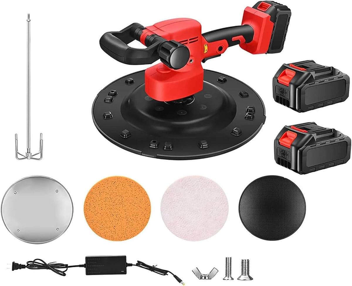 Desempenadeira de Concreto com Velocidade Ajustável - Misturador Elétrico para Gesso, Argamassa, Cimento e Massa Corrida, Polidor de Parede - Bateria de Lítio - 80-200 RPM