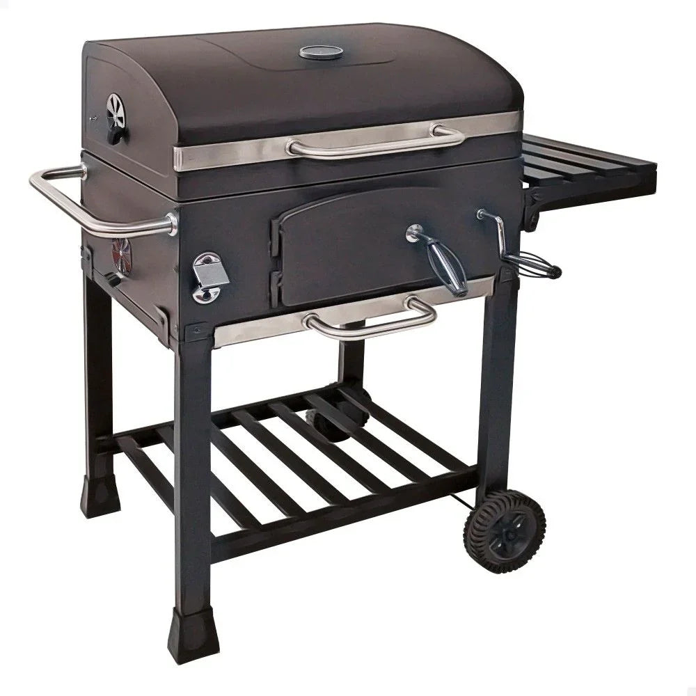 Churrasqueira Portátil a Carvão com Defumador 102x65x104 cm - Aço. Preta