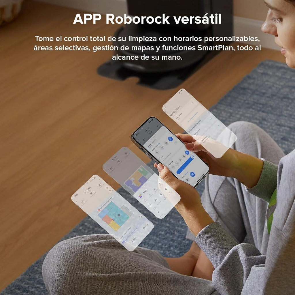 roborock Robô Aspirador Q Revo Master, 8000Pa de Sucção, Duas Esfregonas Giratórias e Eleváveis, Escovas Anti-emaranhamento, Tecnologia Reativa para Evitar Obstáculos, Navegação e Mapeamento, Preto