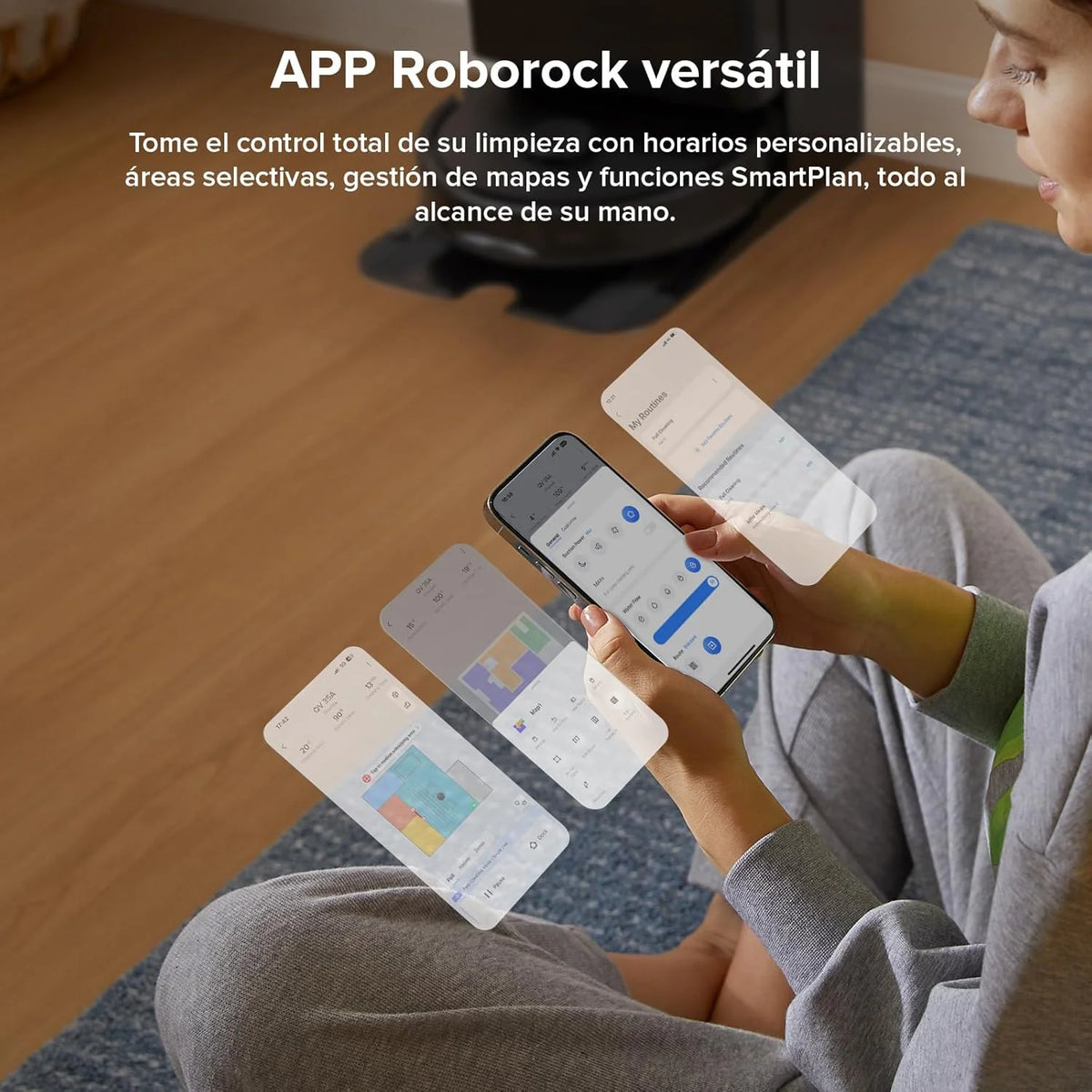 roborock Robô Aspirador Q Revo Master, 8000Pa de Sucção, Duas Esfregonas Giratórias e Eleváveis, Escovas Anti-emaranhamento, Tecnologia Reativa para Evitar Obstáculos, Navegação e Mapeamento, Preto