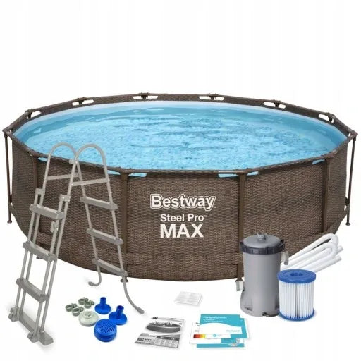 PISCINA DE ESTRUTURA METÁLICA DE JARDIM COM BOMBA 305 X 76 CM CONJUNTO COMPLETO 18 EM 1 BESTWAY