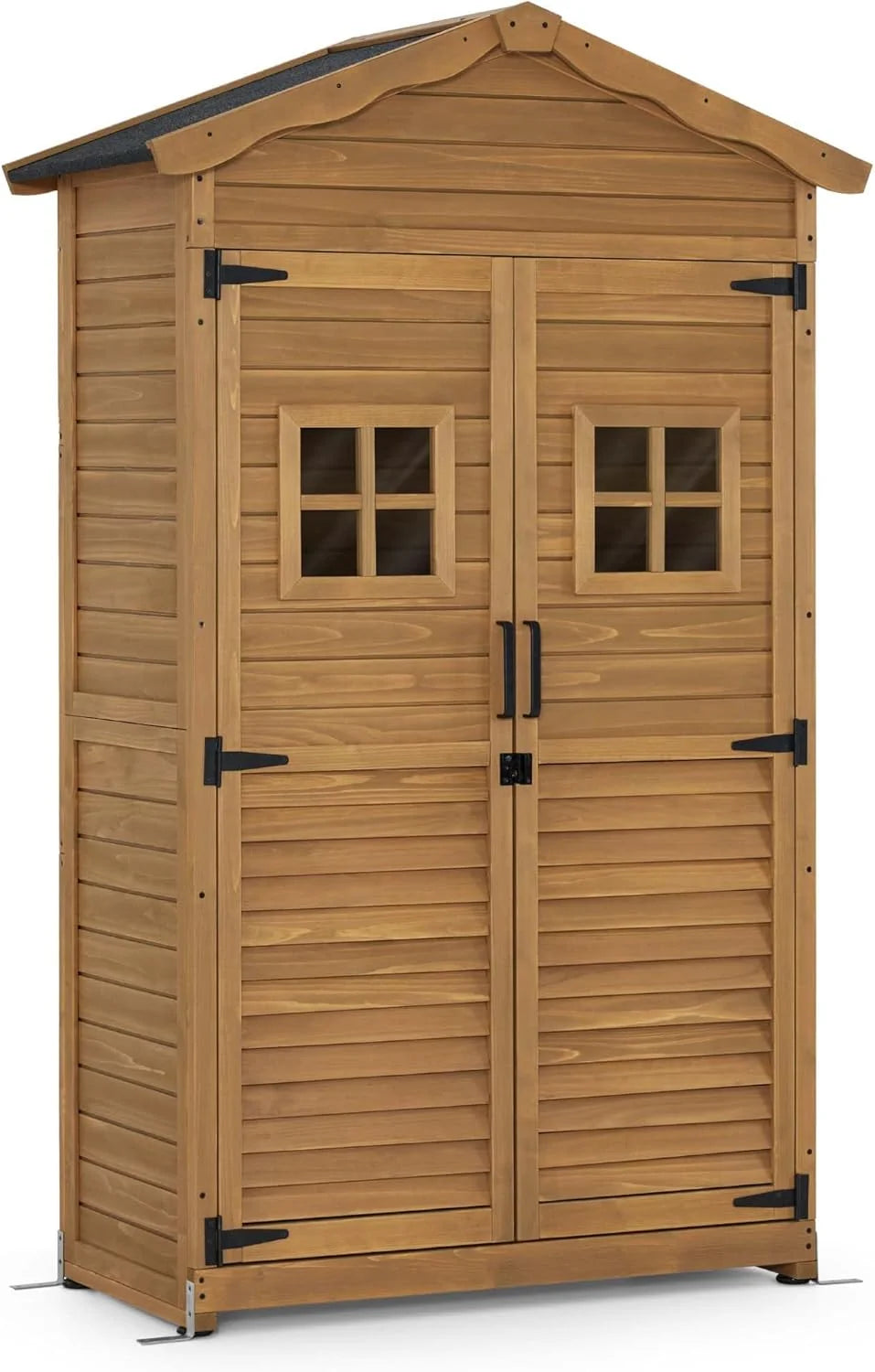 MCombo Armário de Jardim, Galpão de Jardim de Madeira Resistente às Intempéries, Armário para Ferramentas, Galpão de Ferramentas para Exterior 57×109×180 cm, 1152 (Natural)