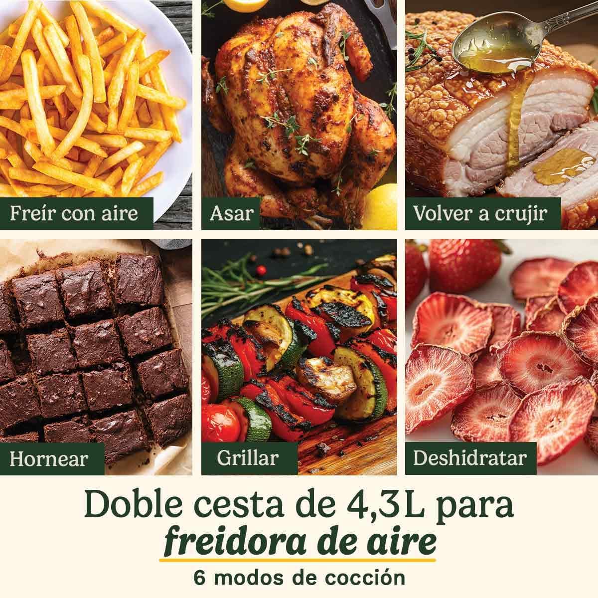Fritadeira e Forno de Ar Tri Zone Cuisinart 13,6L sem PFAS | 3 zonas | 2 cestos de 4,3L + forno de 5L | 9 funções: fritar com ar, assar, grelhar, cozer, reaquecer, desidratar, pizza, tostar, manual