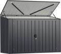 GOPLUS 1,9 m³ Abrigo de Jardim em Aço Galvanizado, 193 x 86 x 127 cm, Armário de Exterior com Porta Dupla e Fechaduras, Alavanca Hidráulica, Casa para Ferramentas, Bicicletas, Caixotes de Lixo