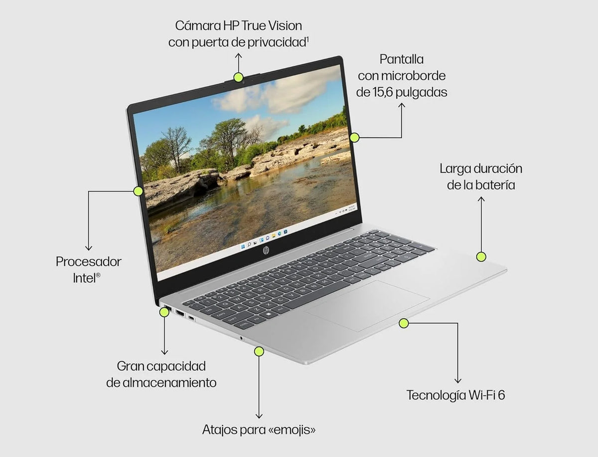 HP 15-fd0163ns - Notebook de 15,6" Full HD (Intel Core i5-1334U, 16 GB RAM, SSD de 512 GB, Intel Iris Xe Graphics, Windows 11) Prateado - Teclado QWERTY Espanhol