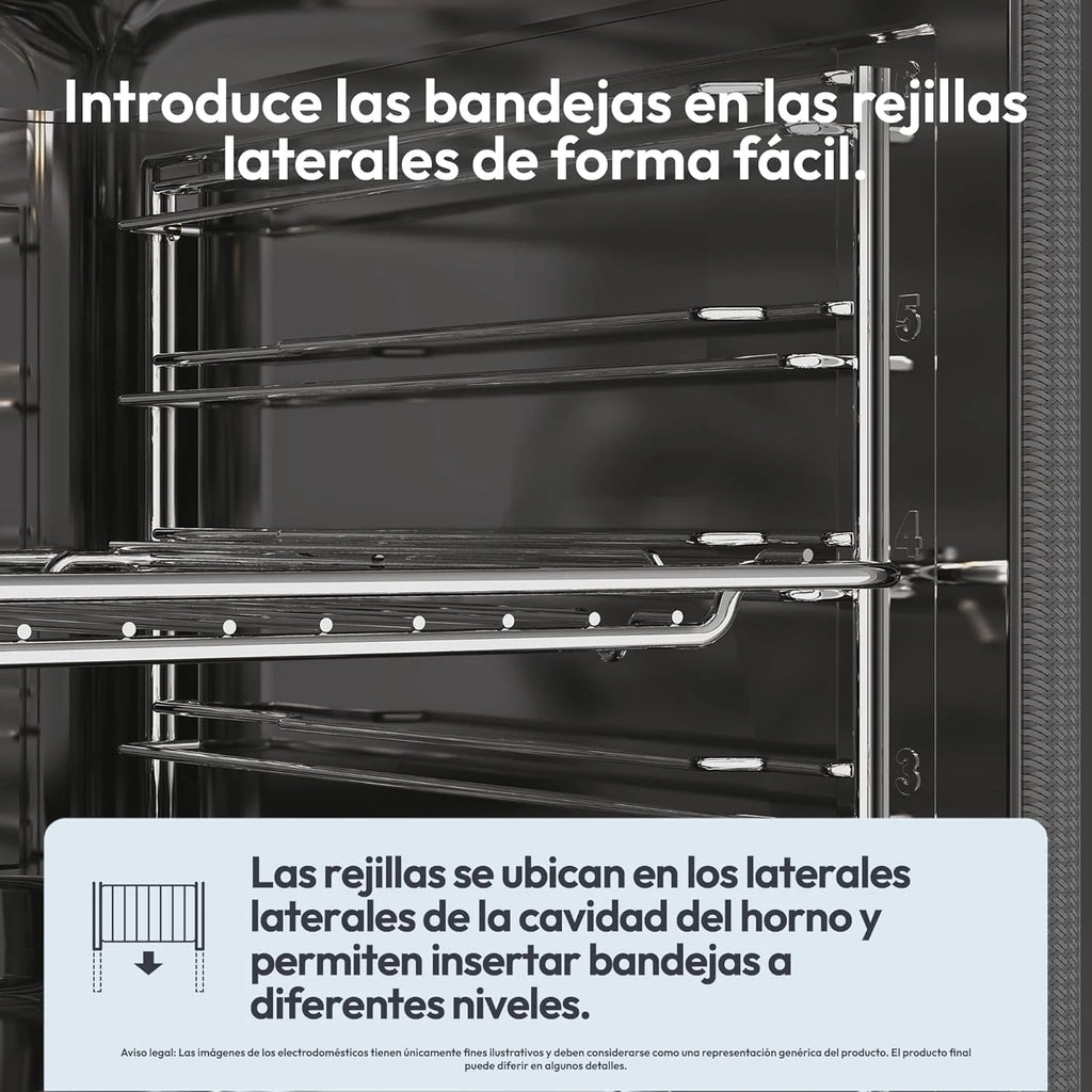 Candy Bake 600 CA6 N3T1HTW Forno Multifunções, 78L, Receitas através da app hOn, 1 Tabuleiro e 1 Grelha, Limpeza Hidrolítica, Convecção + Ventilador, 9 Funções, Ready UX, Branco