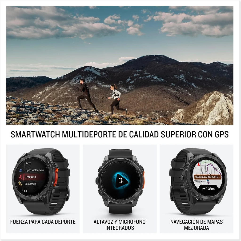 Garmin fēnix 8-51mm - Relógio GPS Multiesportivo de Alta Performance com Tela sensível ao toque AMOLED, Lanterna LED, Alto-falante e Microfone Integrados, Mapas e até 29 dias de autonomia, Preto