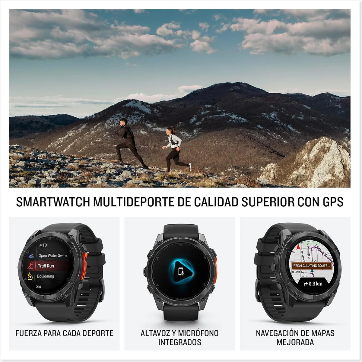Garmin fēnix 8-51mm - Relógio GPS Multiesportivo de Alta Performance com Tela sensível ao toque AMOLED, Lanterna LED, Alto-falante e Microfone Integrados, Mapas e até 29 dias de autonomia, Preto