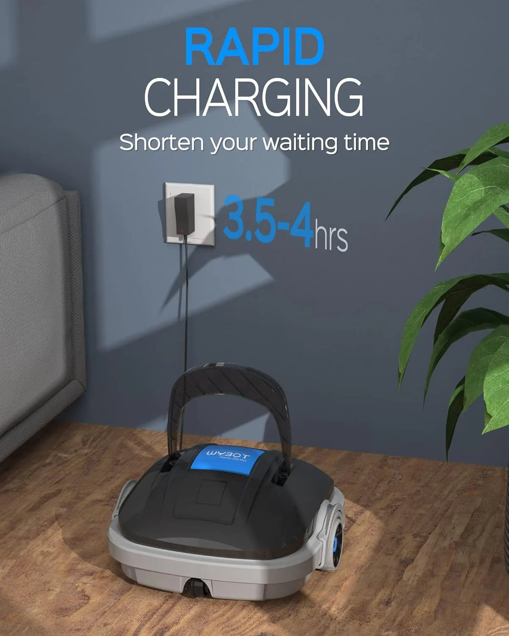 Robô Aspirador de Piscina Elétrico Sem Fio para Piscinas de Até 80m², 100 Minutos, Dupla Filtragem e Estacionamento Automático, Robô Aspirador de Piscina com Motores de Dupla Tração