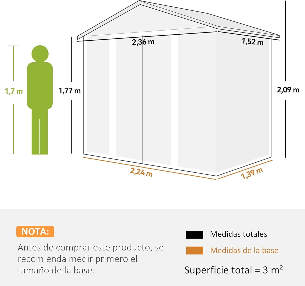 Outsunny Abrigo de Jardim Exterior 3 m² 235,7x152x208,7 cm Abrigo de Jardim Exterior Metálico com 2 Portas Deslizantes e 4 Janelas para Armazenamento de Ferramentas Efeito Madeira Natural e Café