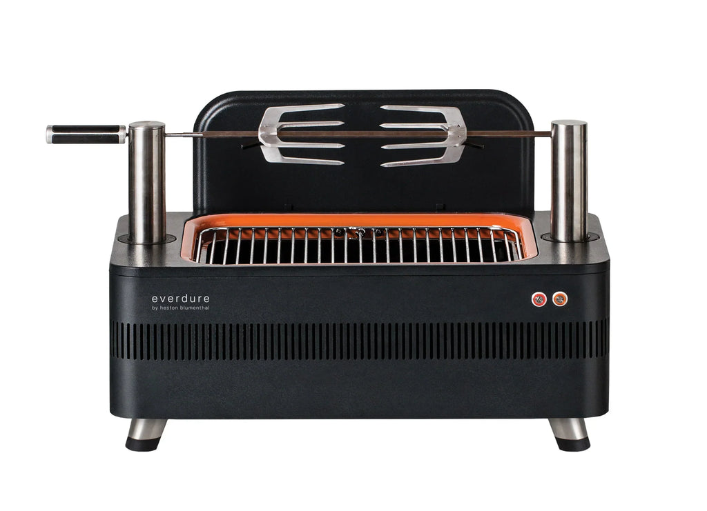 Churrasqueira a Carvão com Ignição Elétrica de 2026 – Ignição Rápida Fast Flame™ de 1400 W – Inclui Espeto Giratório (15 kg) e Suporte