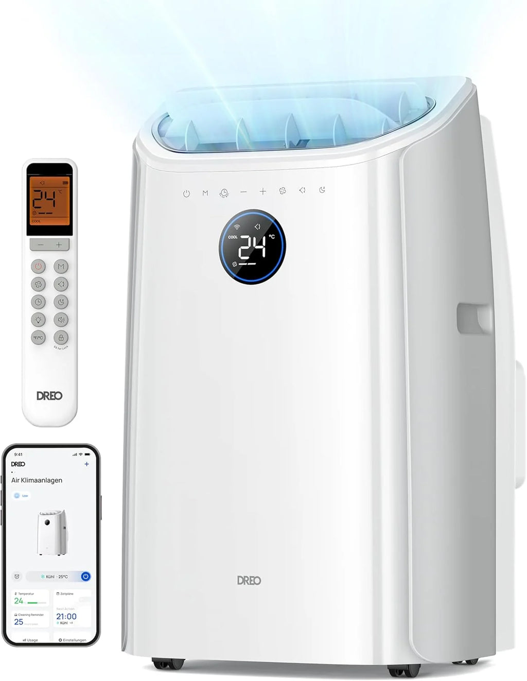 DREO Ar Condicionado Portátil 10000 BTU para Quarto, Resfriamento Sem Drenagem, Silencioso, Controle por Aplicativo/Voz, Temporizador de 24 Horas, com Ventilador e Desumidificador