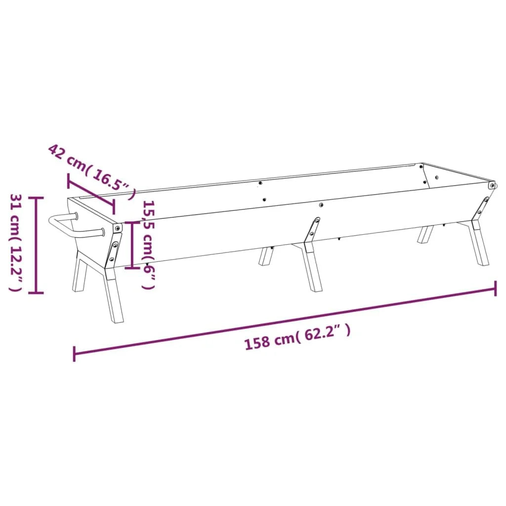 Bandeja para churrasco em aço inoxidável prata 158x42x31 cm Vidaxl