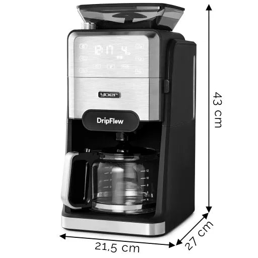 Máquina de Café Expresso com Moedor de Grãos Yoer 1520W 1,5L + Programador