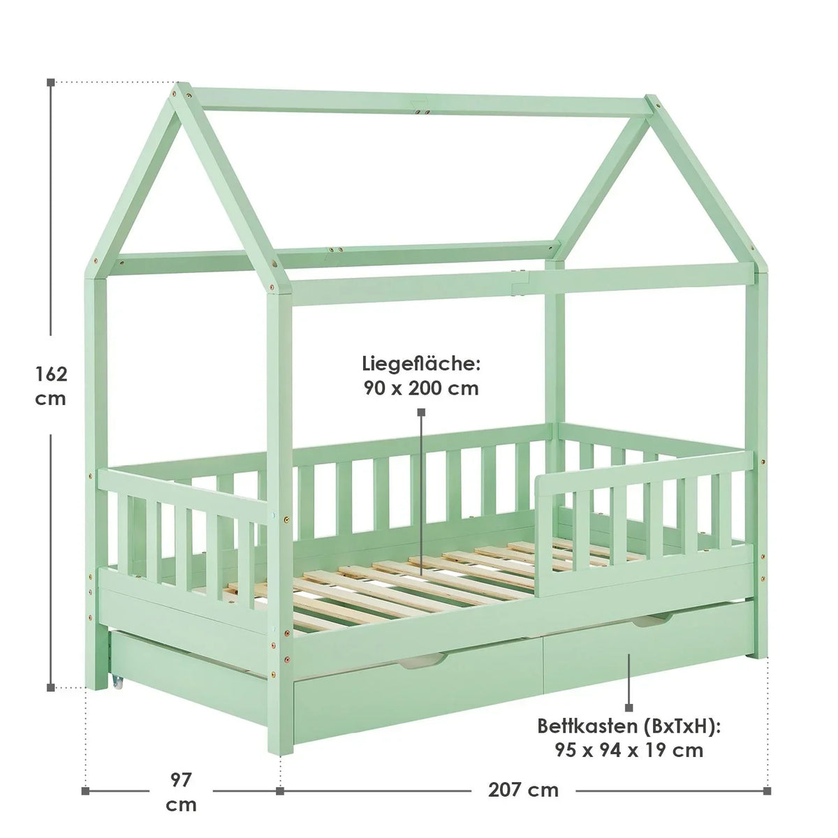 2026 Cama infantil Marli 90 x 200 cm com gavetas de armazenamento
