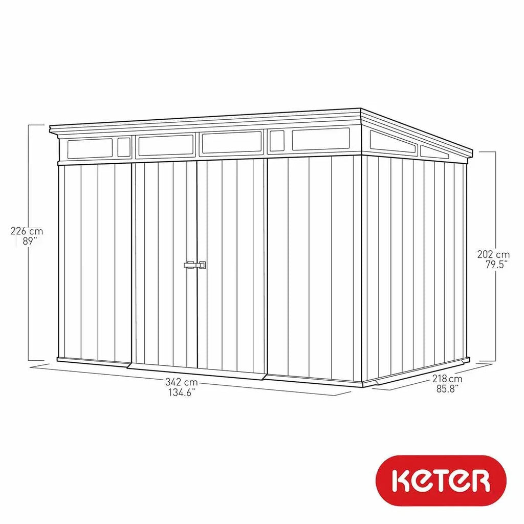 2026 Keter Artisan Abrigo de Jardim 11 x 7 pés (3,4 x 2,1 m) – Solução Elegante e Robusta para Armazenamento Exterior