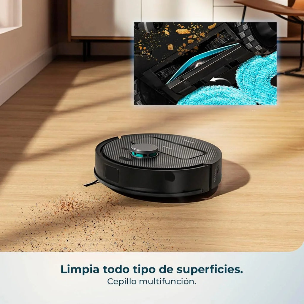 Cecotec Robô Aspirador e Passa Pano com Base de Esvaziamento Automático e App Conga X50 X-Treme. Navegação a Laser, Mapeamento Interativo, 15000Pa, Autonomia 240mins, Panos Eleváveis, Base com 3 Depósitos