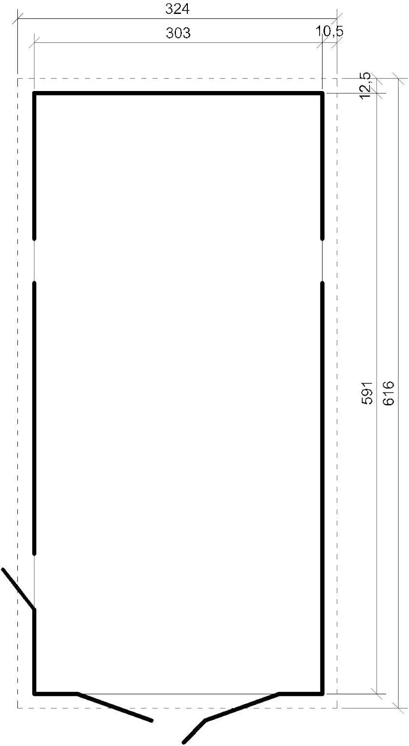 Garagem de Madeira Natural - galpão em Pinheiro/Abeto - A222x616x324 cm / 18 m² - Construção em Painéis - Oficina de jardinagem - Armazenamento de carros, galpão para Ferramentas-TIMBELA M102