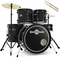 Gear4music BDK-1 Kit de Bateria Compacta Completa para Iniciantes - Bateria Acústica de 5 Peças, Pratos, Pedal de Bumbo, Banco e Baquetas - Preto