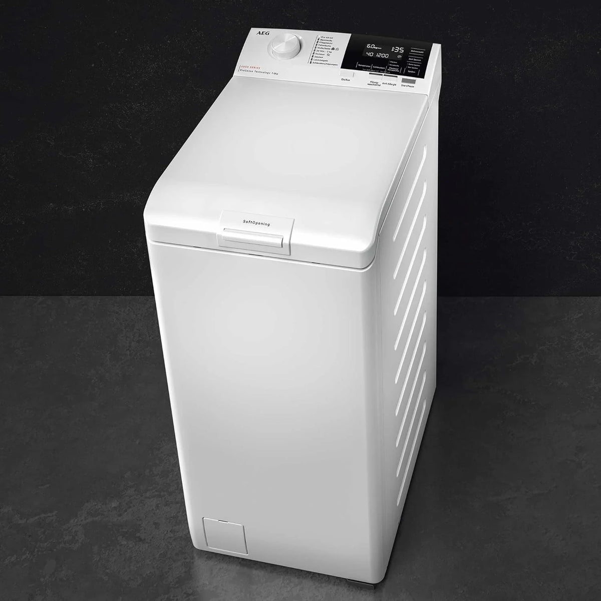 AEG LTA6G7331E, Máquina de Lavar Roupa de Carga Superior 7 Kg, 1300 rpm, Livre Instalação, Função Prosense, Abertura Suave, Programa Timesave, Gaveta LiquiSystem, Display LCD, Série 6000, Branca, Classe A