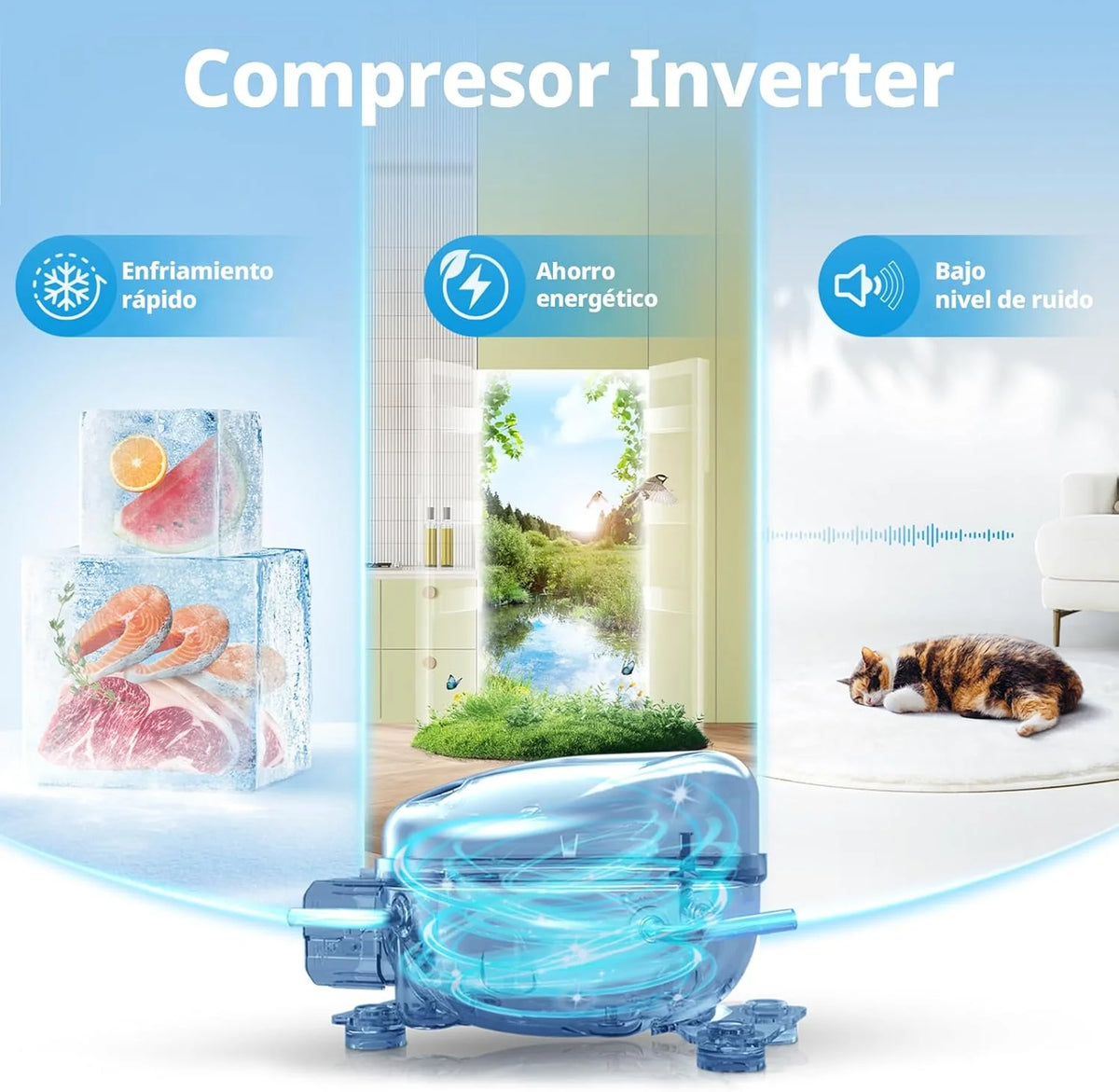 COMFEE' RCU83WH3EU(E) Freezer Vertical de Livre Instalação 88 Litros, 3 Gavetas, Freezer de Grande Capacidade, Termostato Ajustável, Porta Reversível, Branco