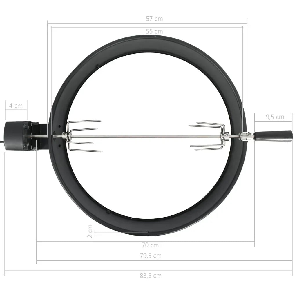Kit Anel de Churrasqueira Rotativa Preto 57 cm Vidaxl