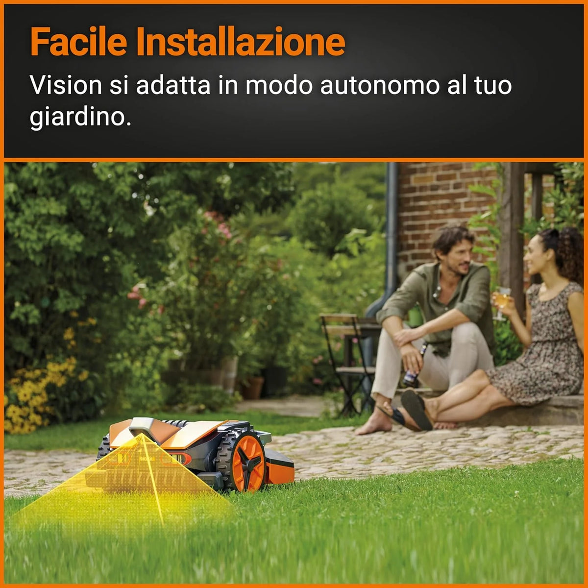 WORX Landroid Vision M550 WR205E Robô Cortador de Grama para Jardins de até 550 m² – Robô Cortador de Grama Inteligente sem Fio de Limite – WiFi e Bluetooth – Prevenção Ativa de Obstáculos com