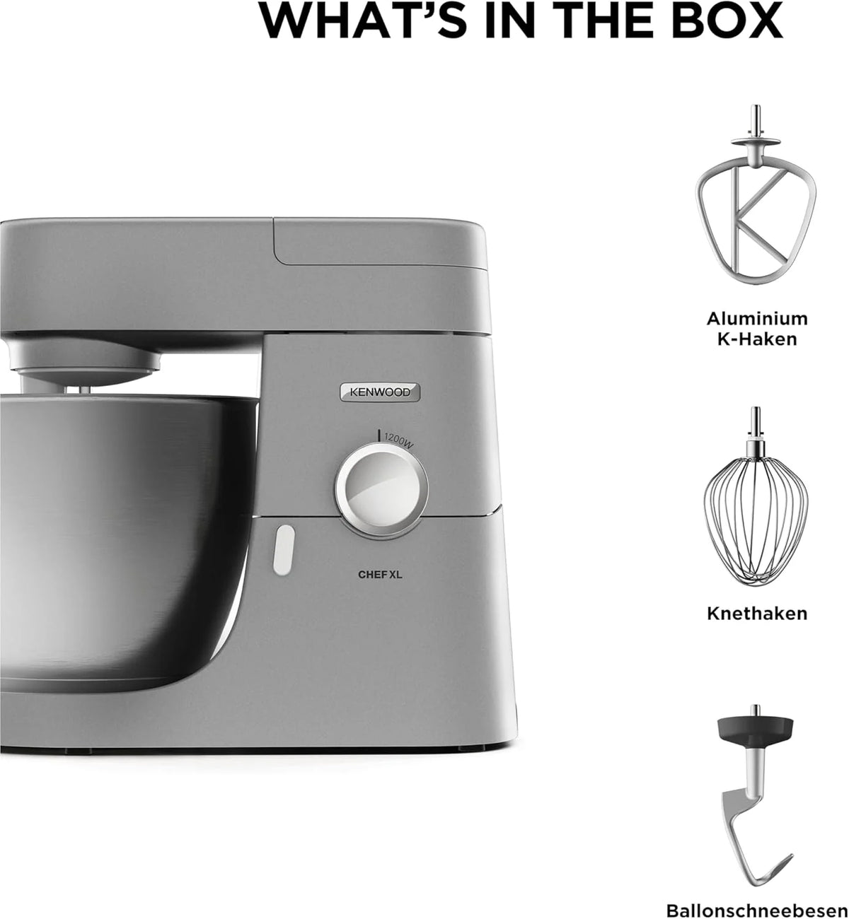Kenwood KVL4100S Chef XL Robô de Cozinha, Aço Inoxidável, 1200 W, 6.7 L, Prateado