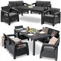 Conjunto de Móveis de Jardim CORFU FIESTA Keter Mesa Sofá Poltrona para Terraço grafite