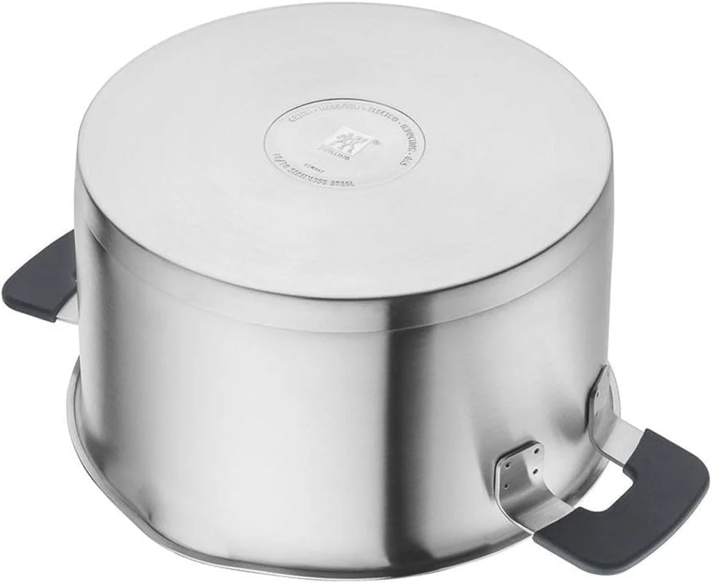 ZWILLING Simplify Conjunto de Panelas de Aço Inoxidável, 5 peças, Com Coador Integrado na Tampa, Adequado para Indução, Prata-Preto