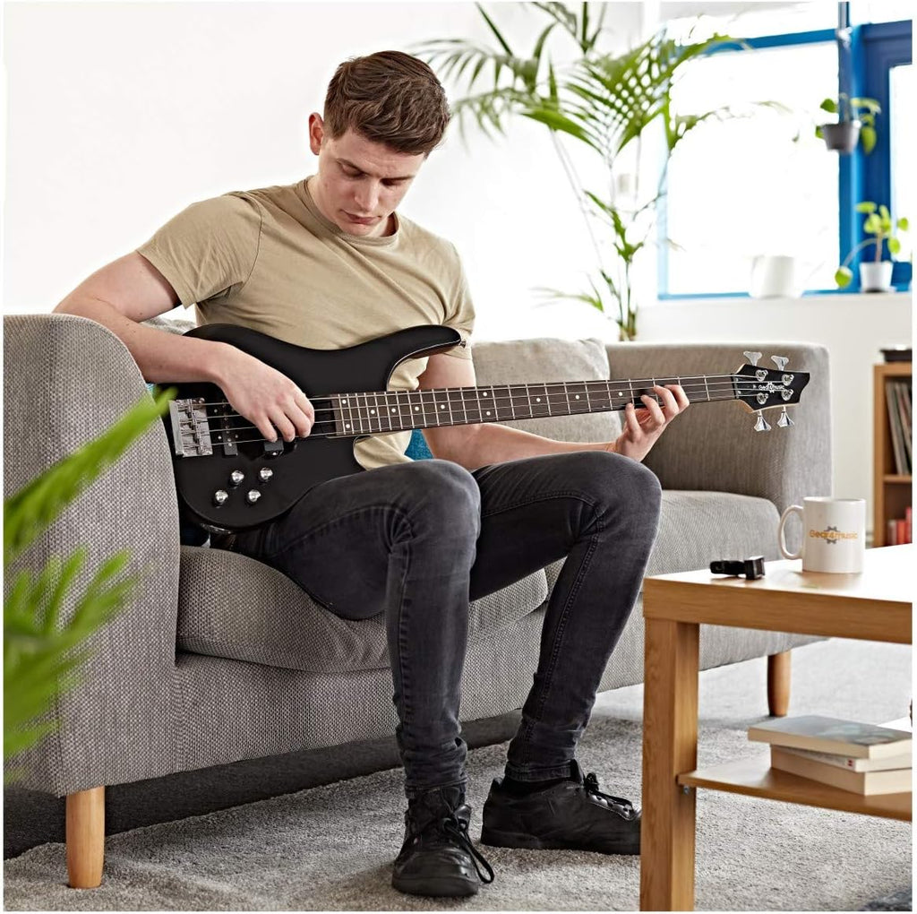 Baixo Elétrico de 4 Cordas Gear4music Chicago com Amplificador de 15 W, Preto
