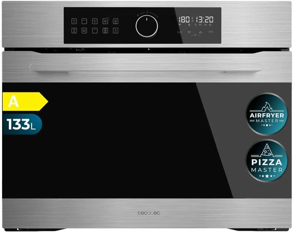 Cecotec Forno Integrável Multifunções Bolero Hexa AF319000 Inox A 3800W, 133L de Capacidade, 11 Funções com Airfryer Master, Pizza Master, Steam Asisst, Steam EasyClean, 3D Cooking, Defrost