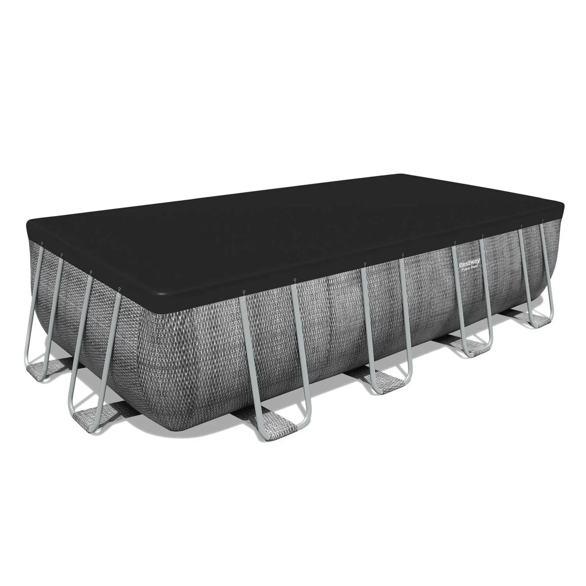 Piscina Desmontável Tubular Bestway Power Steel Ratã 549x274x122 cm com Bomba Filtrante de Cartucho 5.678 L/h, Cobertura e Escada