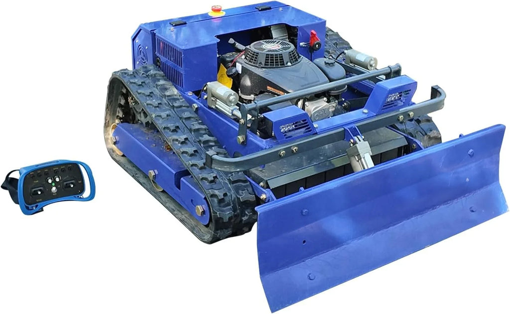 Robô Cortador de Grama, Cortador de Grama de Esteira com Controle Remoto – Equipado com uma Lâmina de Neve – Híbrido 4x4 Óleo-Elétrico – para Terrenos Irregulares e Acidentados