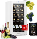 KLARSTEIN Vinoteca para Vinhos 44L Frigorífico para Vinhos Uma Zona, Garrafas de Vinho, Prosecco e Cervejas, Vinoteca Pequena Porta de Vidro para Interior e Exterior, Frigorífico para Vinhos Capacidade 15 Garrafas