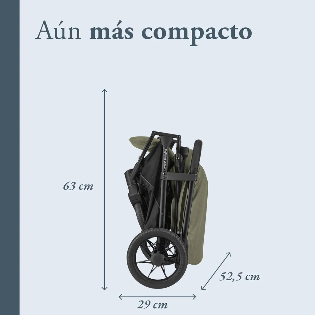 Carrinho de Passeio Inglesina Zenit 2, Sequoia Green, Compacto e Leve, Até 22 kg, Encosto Reclinável 170°, Rodas com Suspensão, Assento Amplo, Exclusivo Amazon