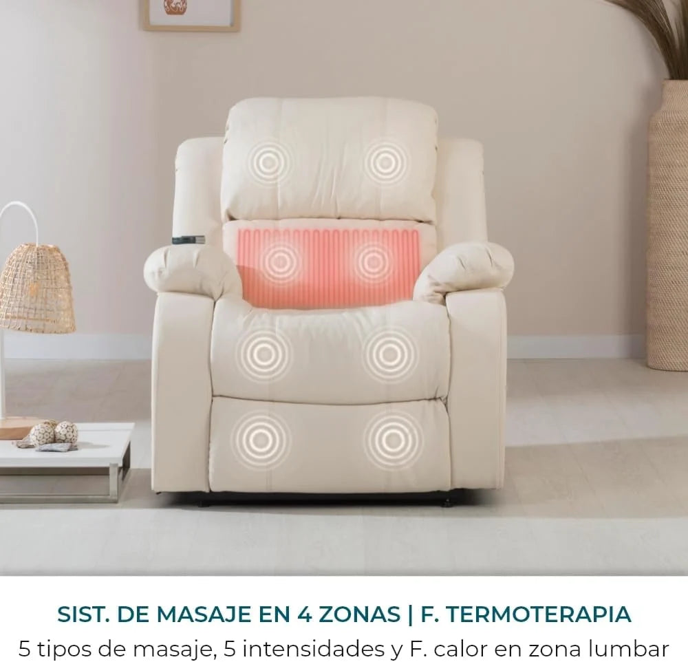 Don Descanso - Poltrona de Massagem Relaxante com Aquecimento Trevi Preta Reclinável 160º com 8 Motores Silenciosos, Aquecimento Lombar, Sistema de Massagem em 4 Zonas e Acabamento em PU Anti-Rachaduras [Inclui Controle Remoto]. Ideal para Idosos